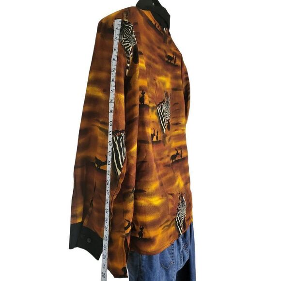 Kloz Studio Blouse Women Sz XL Plus Animal Print Long Sleeve Everyday - Picture 5 of 6